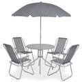 Juego de comedor de jardín 6 piezas acero y textilene gris