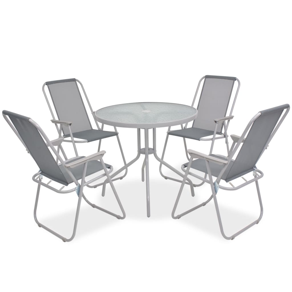 Juego de comedor de jardín 6 piezas acero y textilene gris