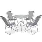 Juego de comedor de jardín 6 piezas acero y textilene gris