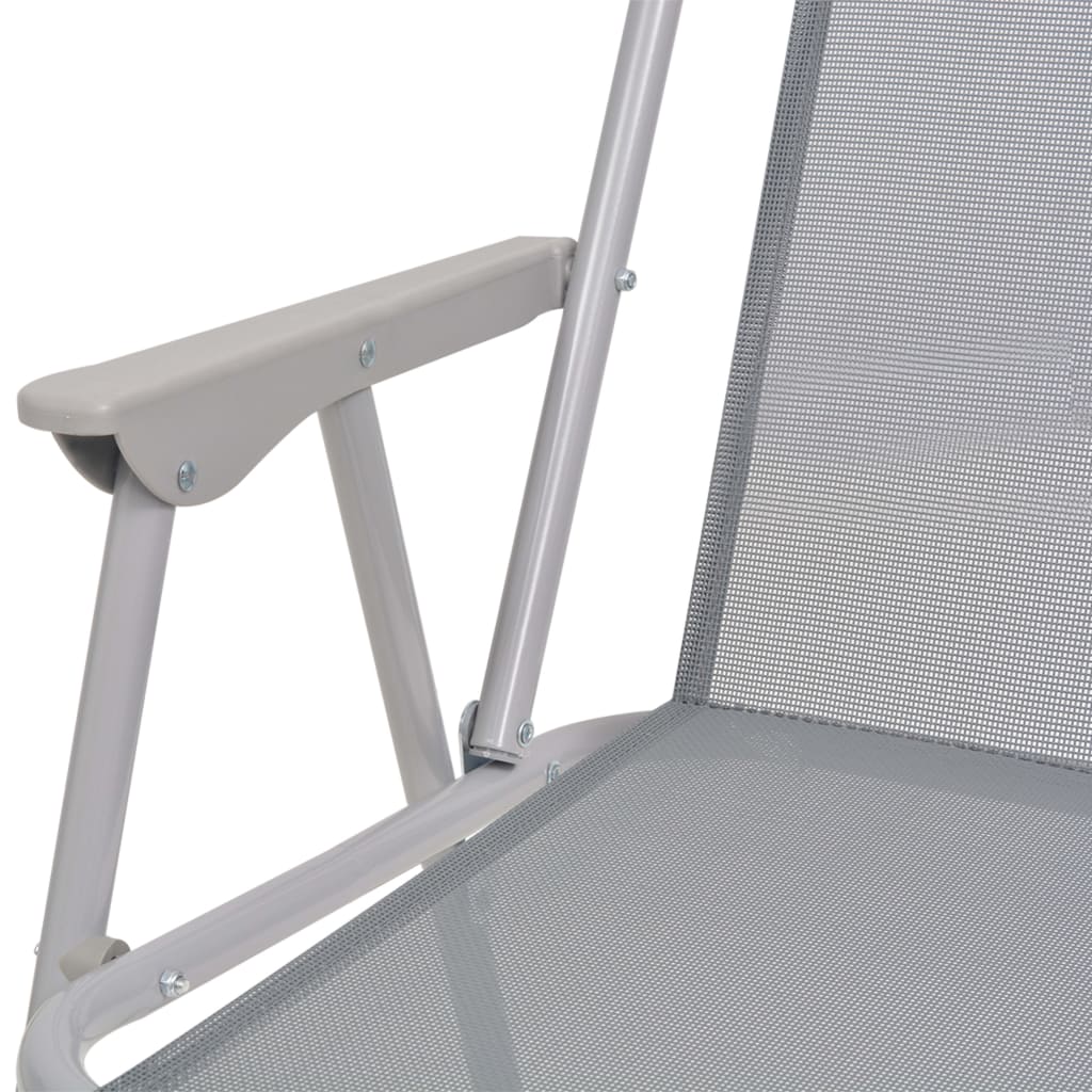 Juego de comedor de jardín 6 piezas acero y textilene gris