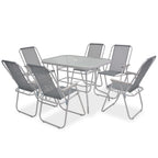 Juego de comedor de jardín 8 piezas acero y textilene gris