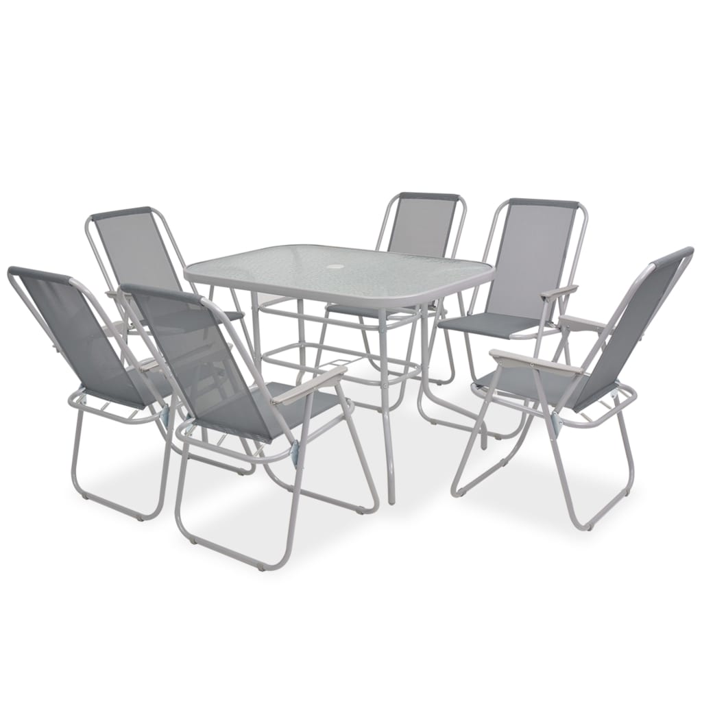 Juego de comedor de jardín 8 piezas acero y textilene gris