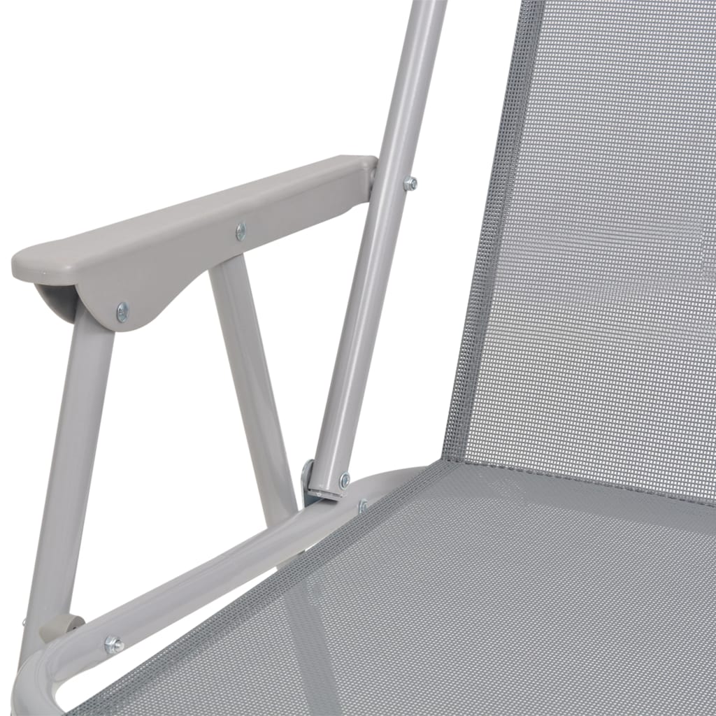 Juego de comedor de jardín 8 piezas acero y textilene gris