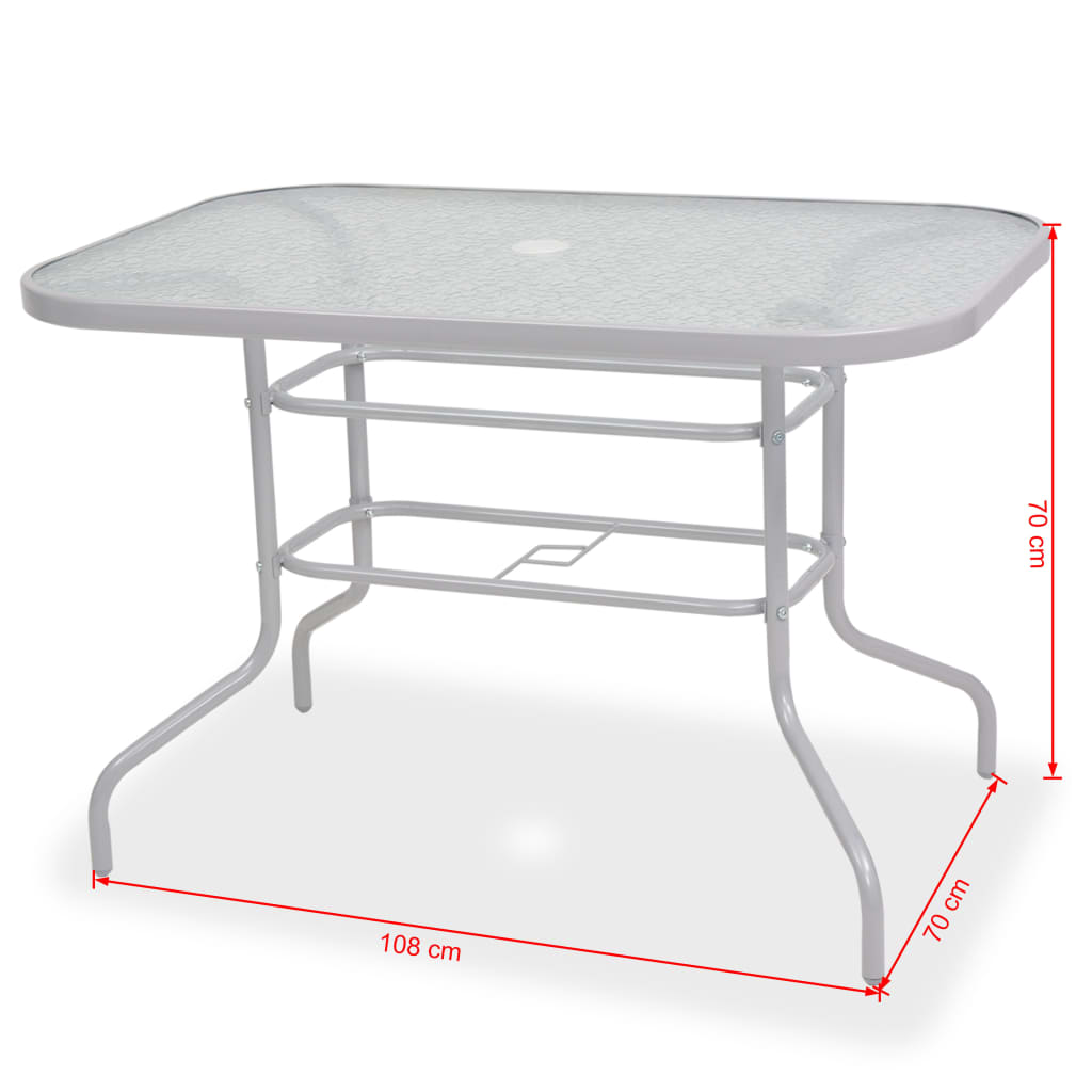 Juego de comedor de jardín 8 piezas acero y textilene gris