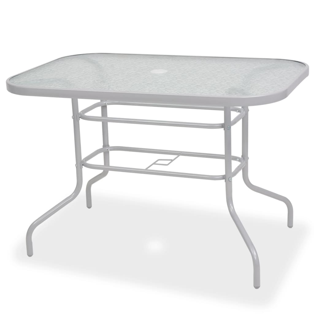 Juego de comedor de jardín 8 piezas acero y textilene gris