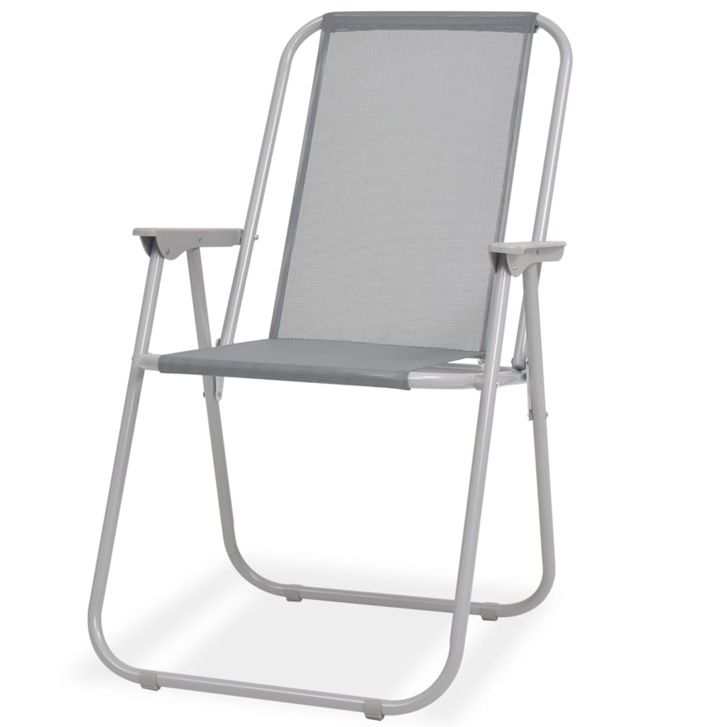 Juego de comedor de jardín 8 piezas acero y textilene gris
