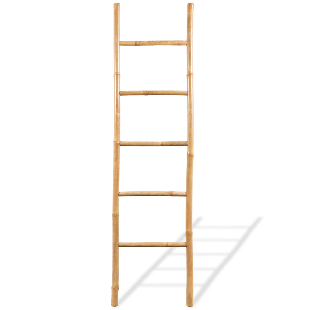 Escalera para toallas con 5 peldaños de bambú 150 cm