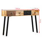 Mesa consola de teca maciza reciclada 120x30x76 cm