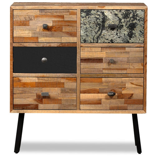 Aparador com 6 gavetas teca maciça reciclada 70x30x76 cm