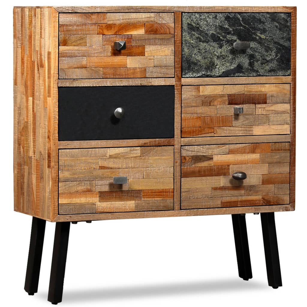 Aparador con 6 cajones teca maciza reciclada 70x30x76 cm