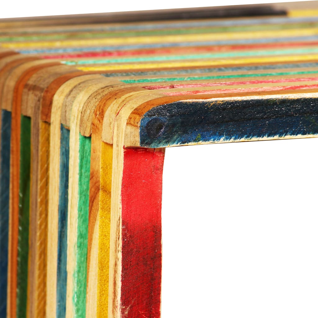 Set estantería de pared 3 uds teca maciza reciclada multicolor