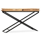 Mesa consola de madera de mango maciza 130x40x80 cm