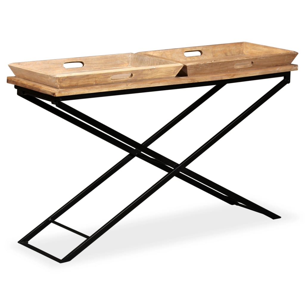 Mesa consola de madera de mango maciza 130x40x80 cm