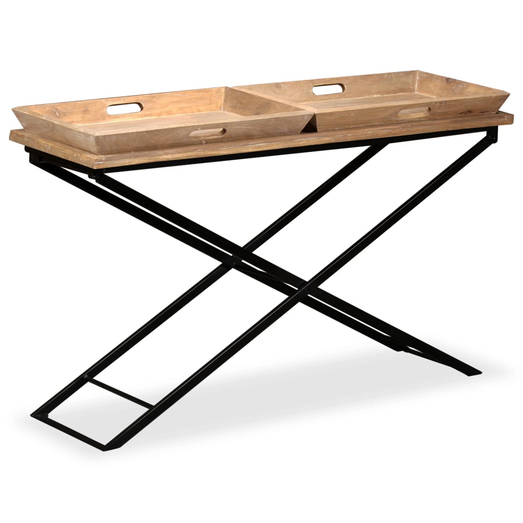 Mesa consola de madera de mango maciza 130x40x80 cm