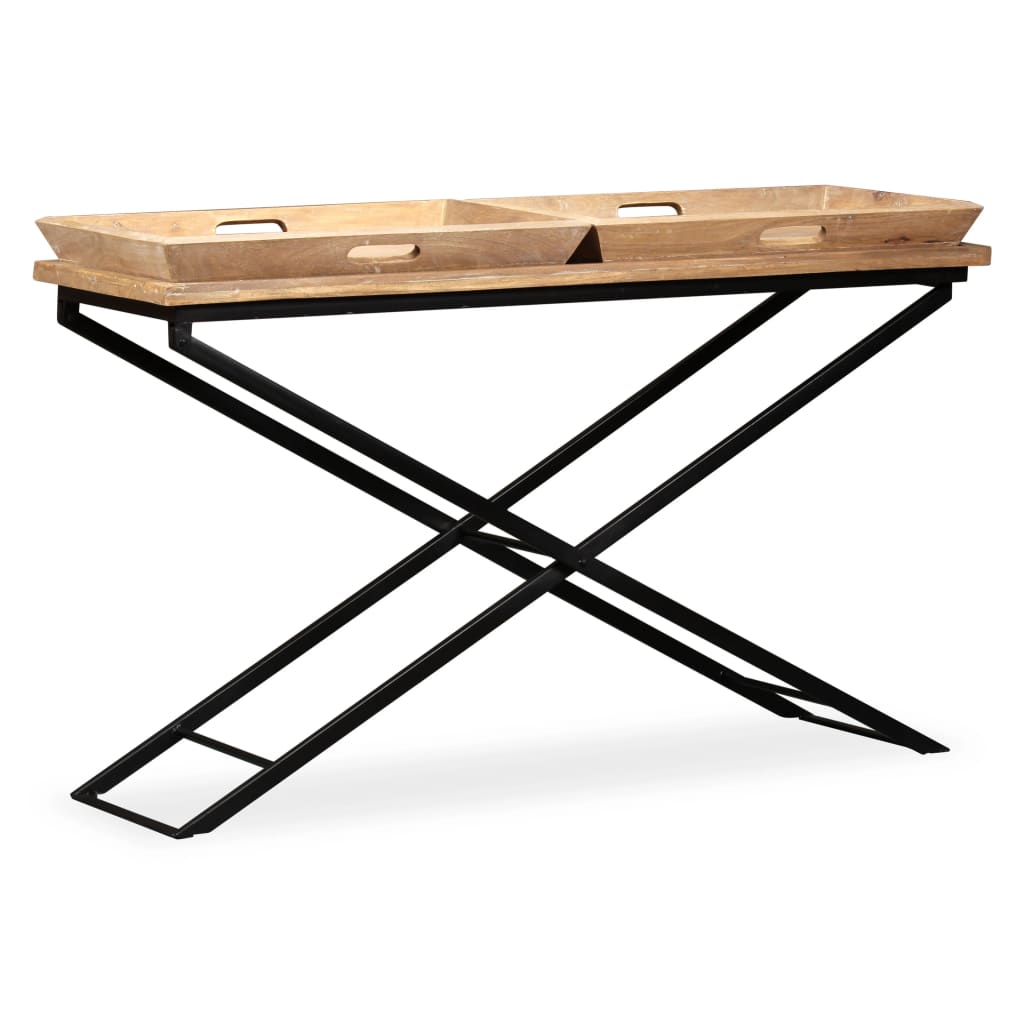 Mesa consola de madera de mango maciza 130x40x80 cm
