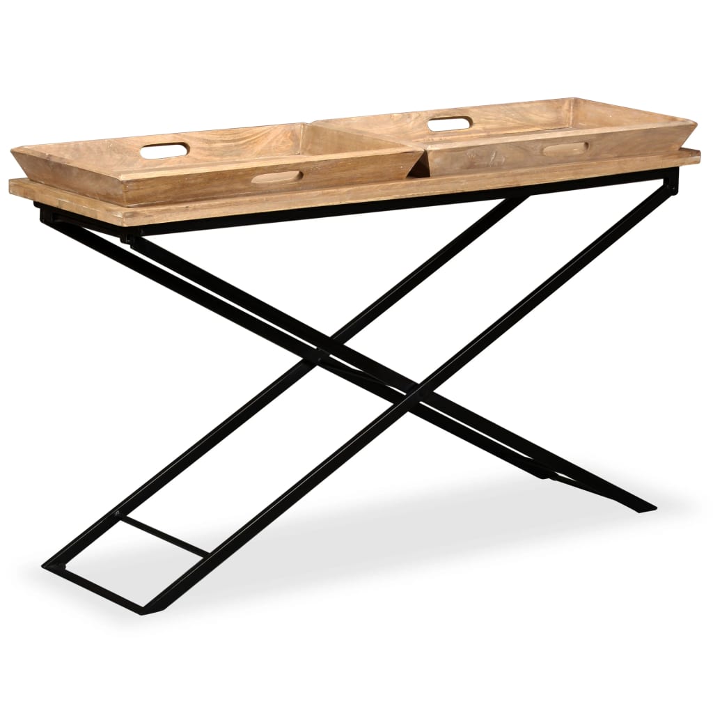 Mesa consola de madera de mango maciza 130x40x80 cm