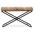 Mesa consola de madera de mango maciza 130x40x80 cm