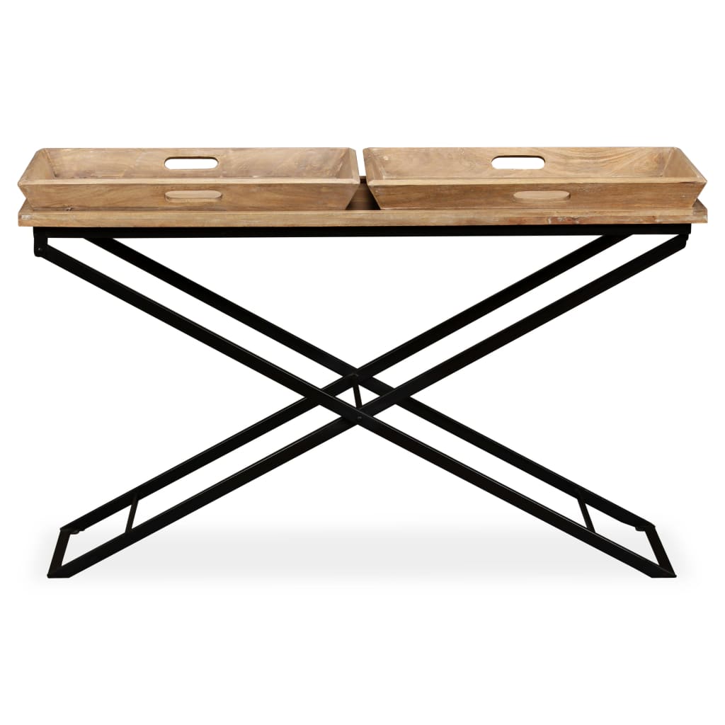 Mesa consola de madera de mango maciza 130x40x80 cm