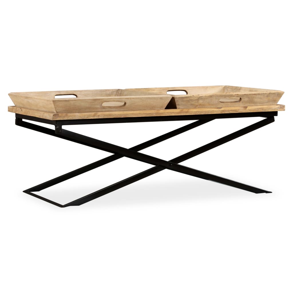 Mesa de centro de madera maciza de mango 110x55x42 cm