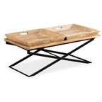 Mesa de centro de madera maciza de mango 110x55x42 cm