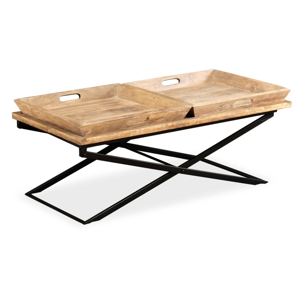 Mesa de centro de madera maciza de mango 110x55x42 cm