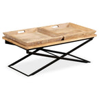 Mesa de centro de madera maciza de mango 110x55x42 cm