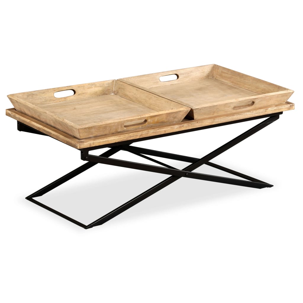 Mesa de centro de madera maciza de mango 110x55x42 cm