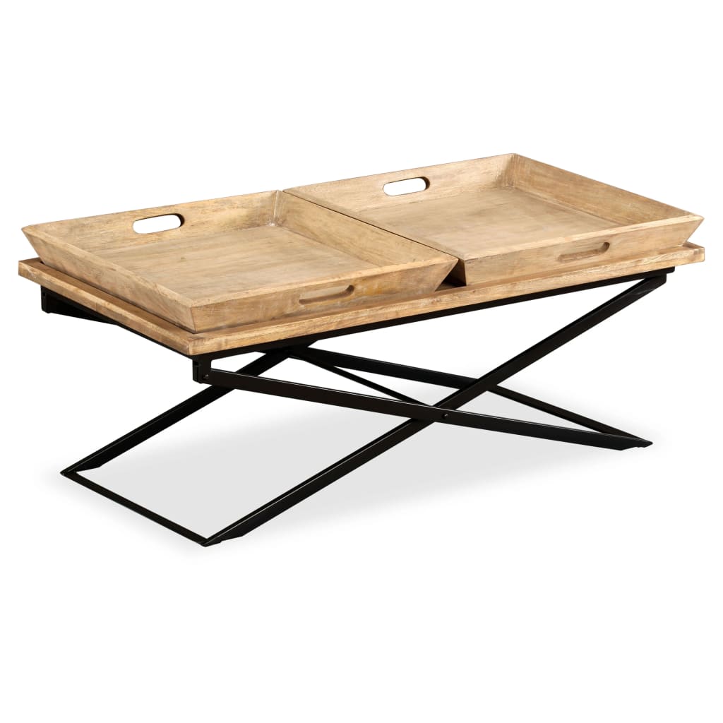 Mesa de centro de madera maciza de mango 110x55x42 cm