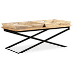Mesa de centro de madera maciza de mango 110x55x42 cm