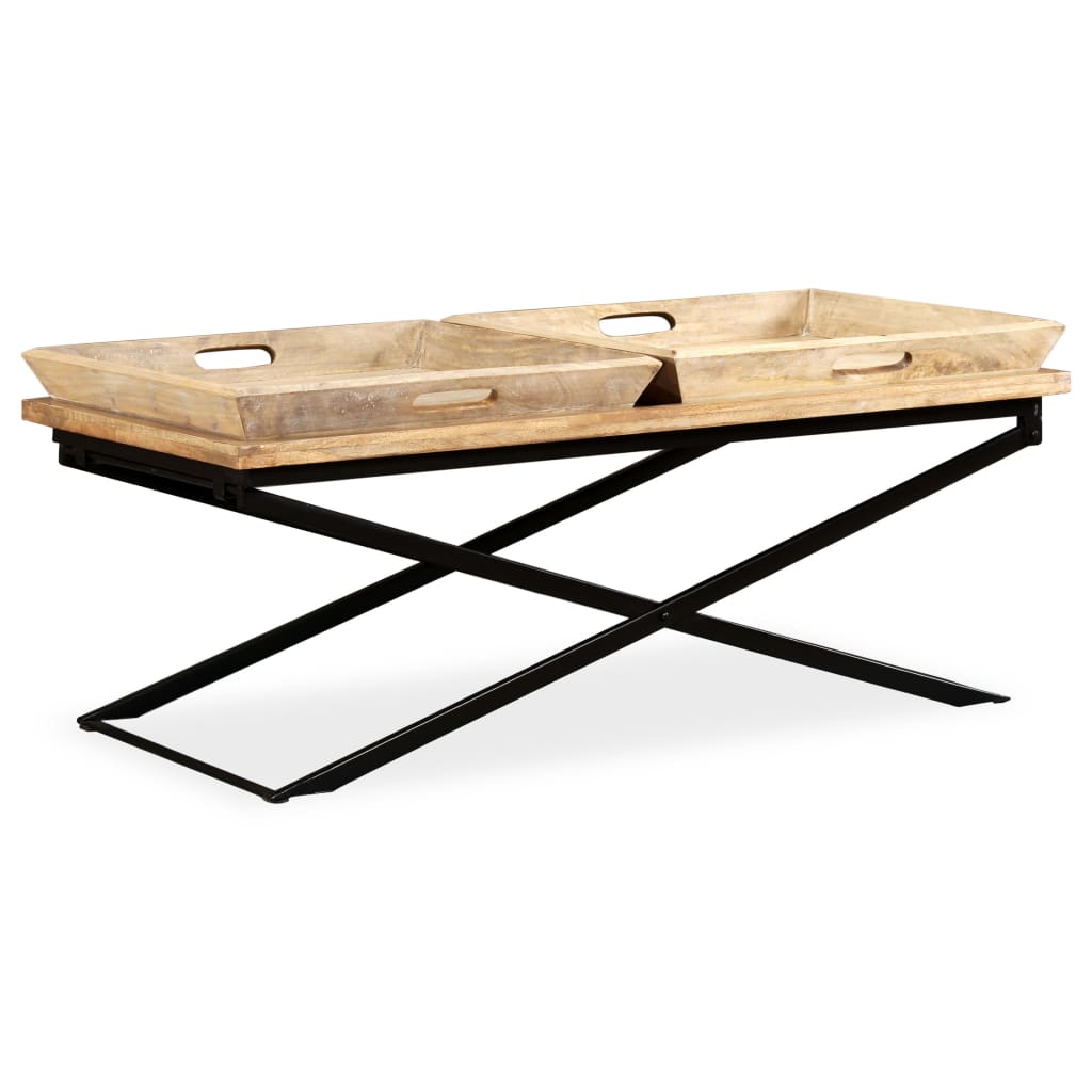 Mesa de centro de madera maciza de mango 110x55x42 cm