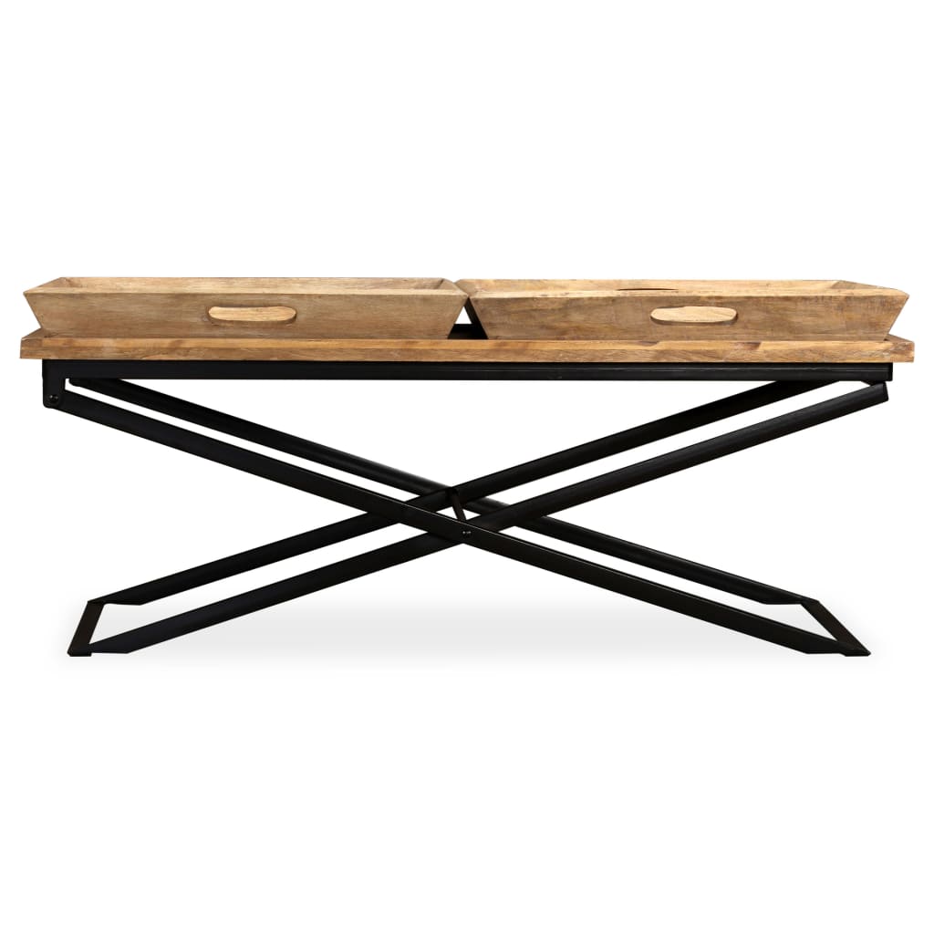 Mesa de centro de madera maciza de mango 110x55x42 cm