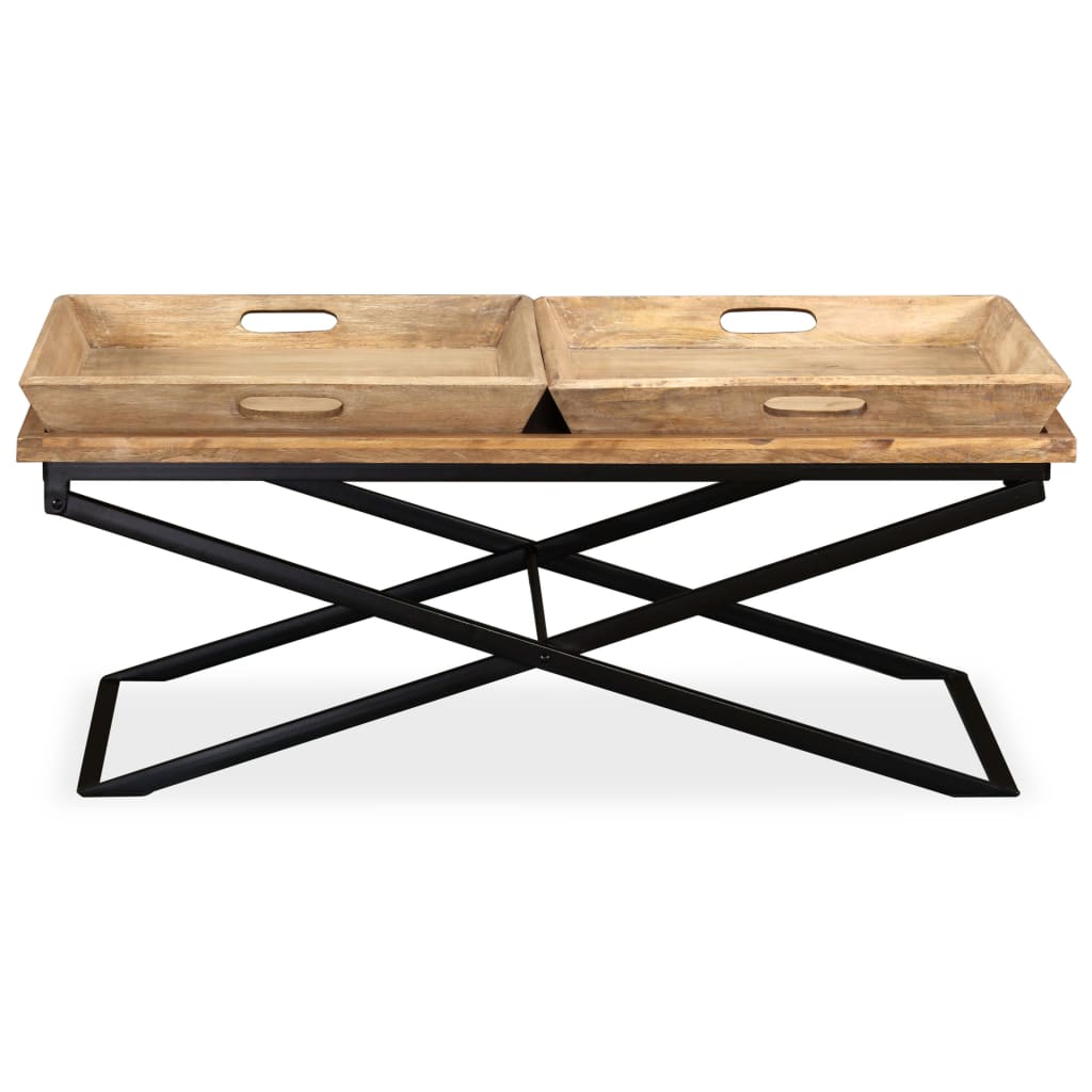 Mesa de centro de madera maciza de mango 110x55x42 cm
