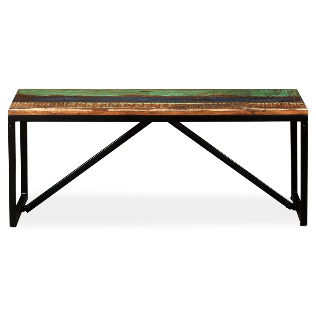Banco de madera maciza reciclada 110x35x45 cm