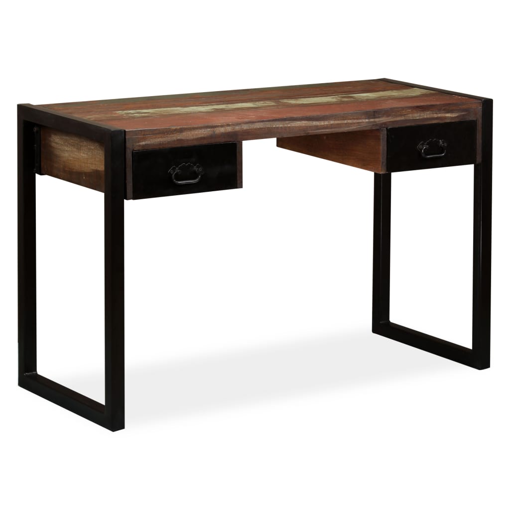 Escritorio con 2 cajones madera maciza reciclada 120x50x76 cm