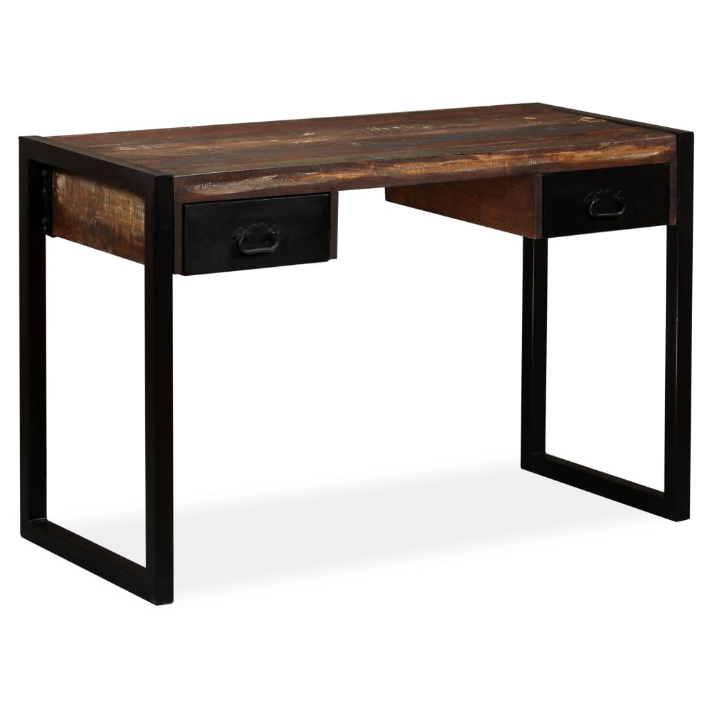 Escritorio con 2 cajones madera maciza reciclada 120x50x76 cm