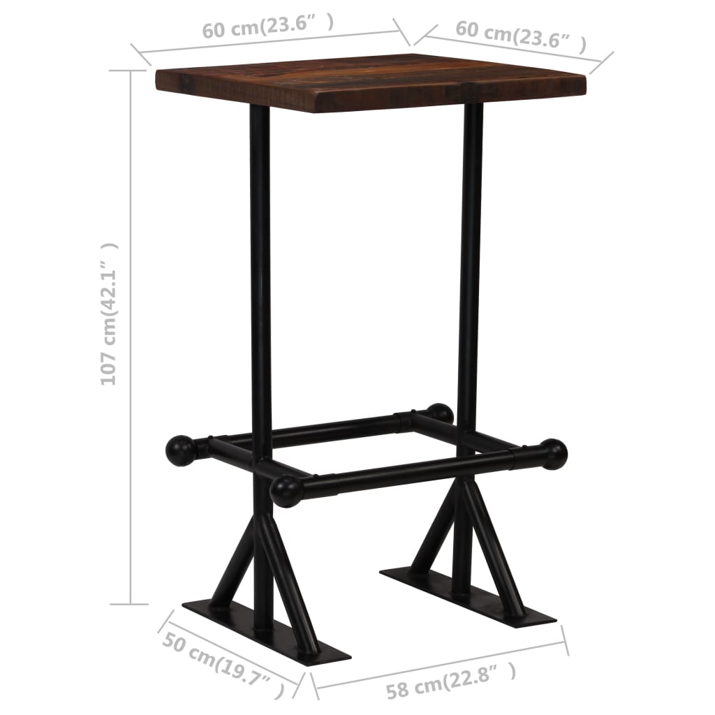 Juego de mesa alta y taburetes 3 piezas madera maciza reciclada