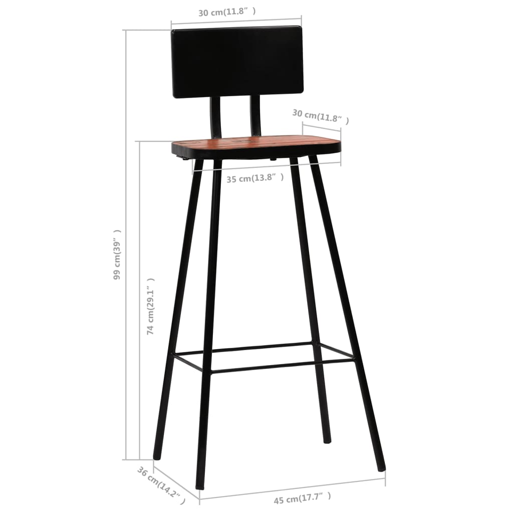 Set de muebles de bar 3 pzas madera maciza reciclada multicolor