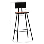 Set de muebles de bar 3 pzas madera maciza reciclada multicolor