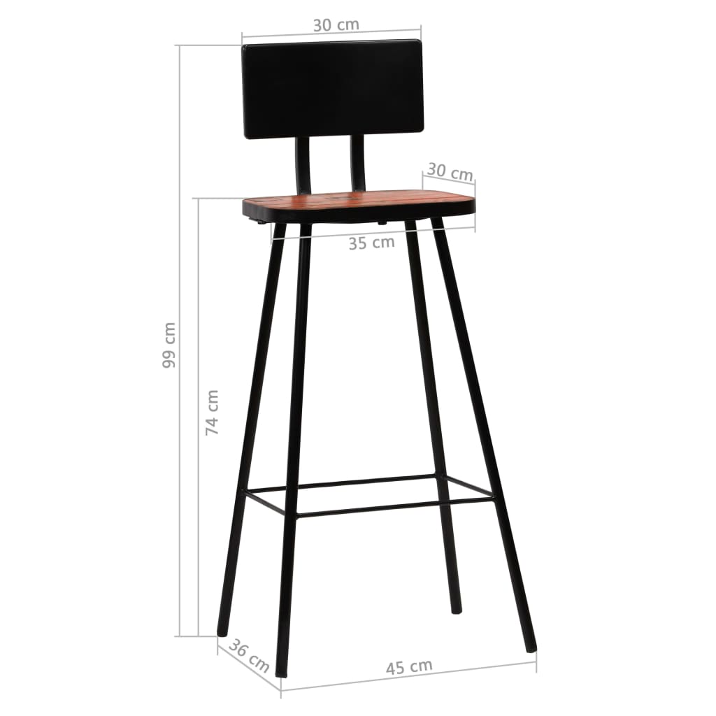 Muebles de bar 7 piezas madera maciza reciclada multicolor
