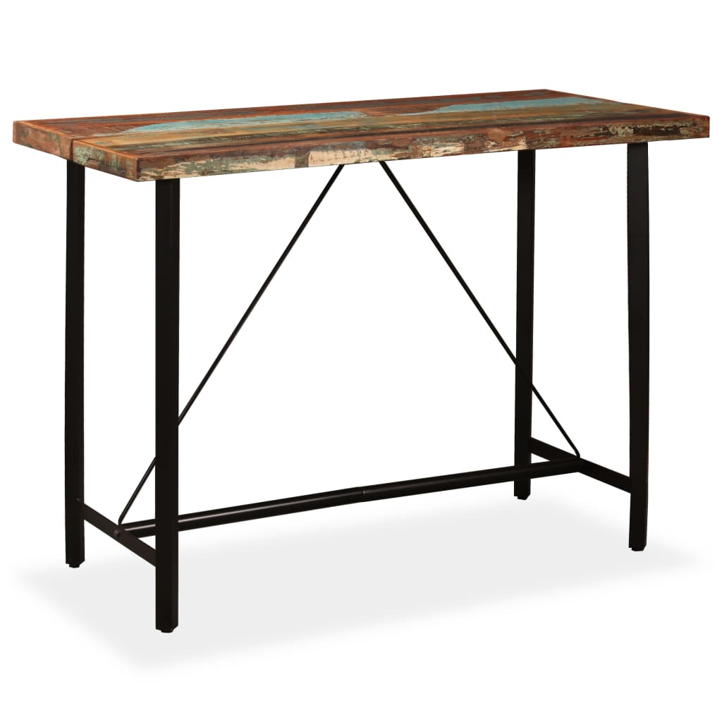 Mesa alta de cocina de madera maciza reciclada 180x70x107 cm