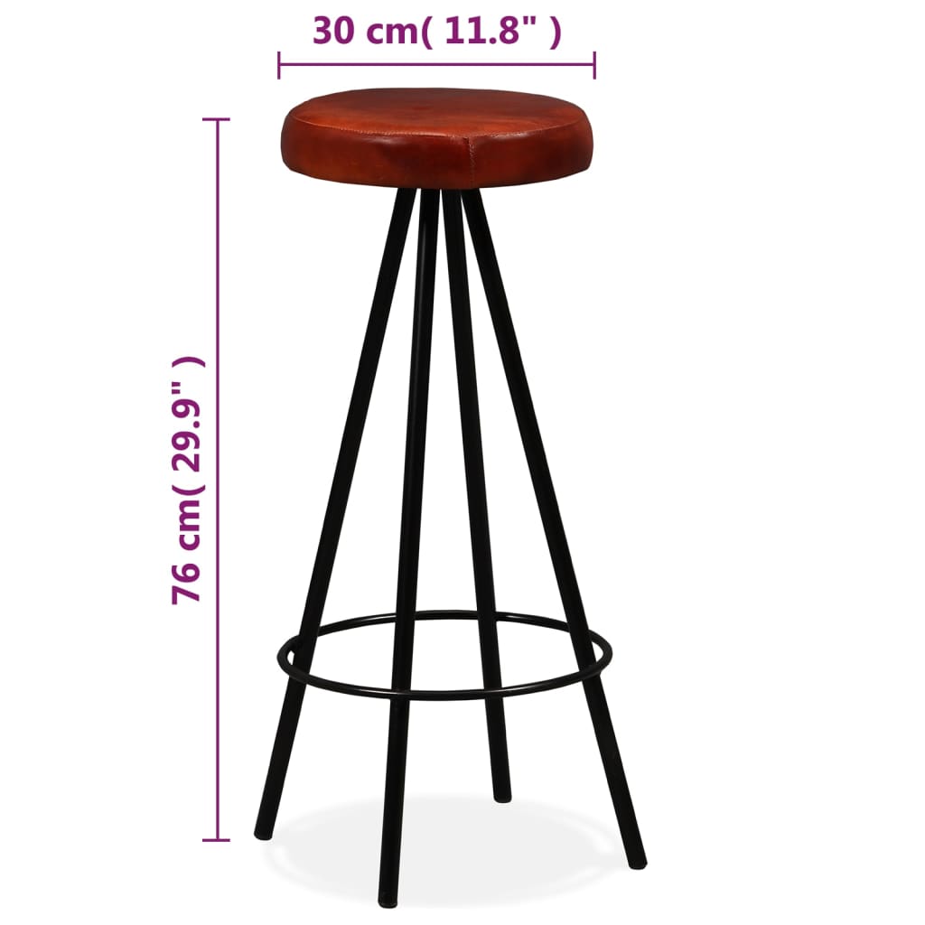 Taburetes de barra de cocina 2 unidades cuero auténtico