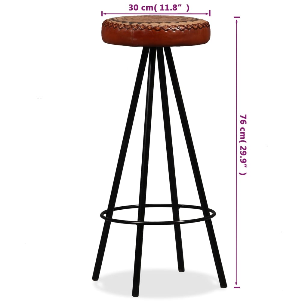 Taburetes de barra de cocina 2 unidades cuero auténtico