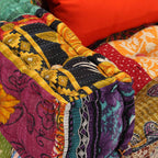 Puf modular de 2 plazas de tela patchwork