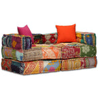 Puf modular de 2 plazas de tela patchwork