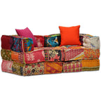 Puf modular de 2 plazas de tela patchwork