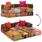 Puf modular de 2 plazas de tela patchwork