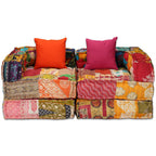 Puf modular de 2 plazas de tela patchwork
