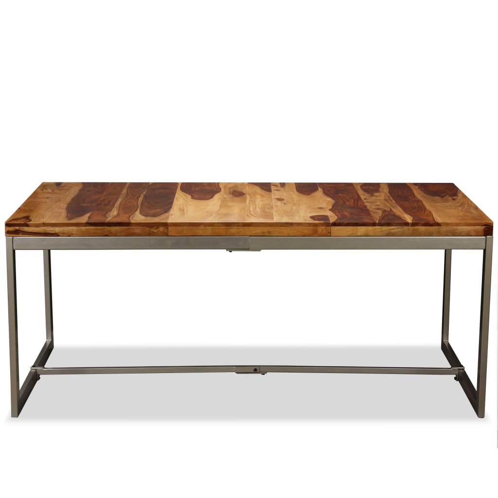 Mesa de comedor de madera maciza de acacia y acero 180 cm