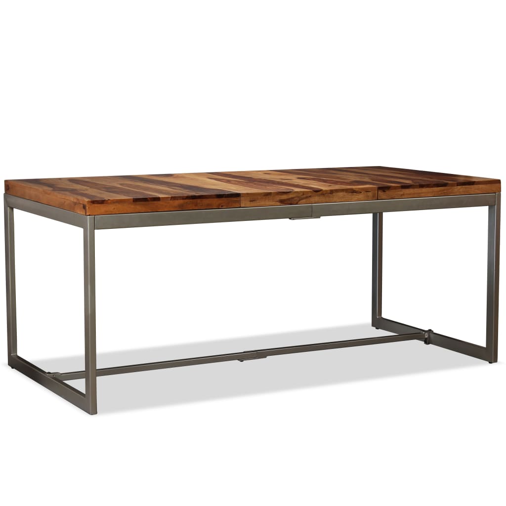 Mesa de comedor de madera maciza de acacia y acero 180 cm