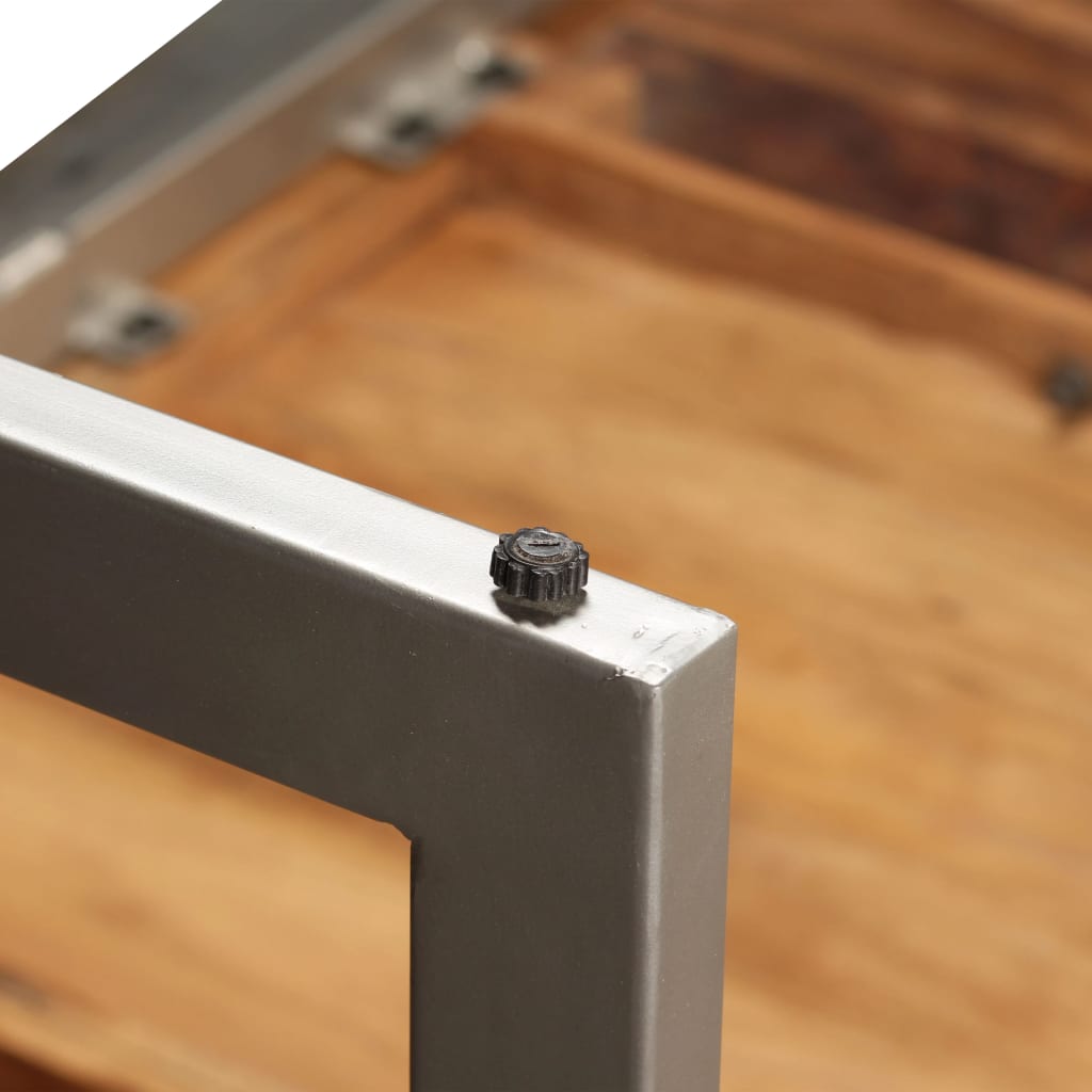 Mesa de comedor de madera maciza de acacia y acero 180 cm